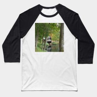 Boat House in autumn foilage at Winkworth Arboretum Baseball T-Shirt